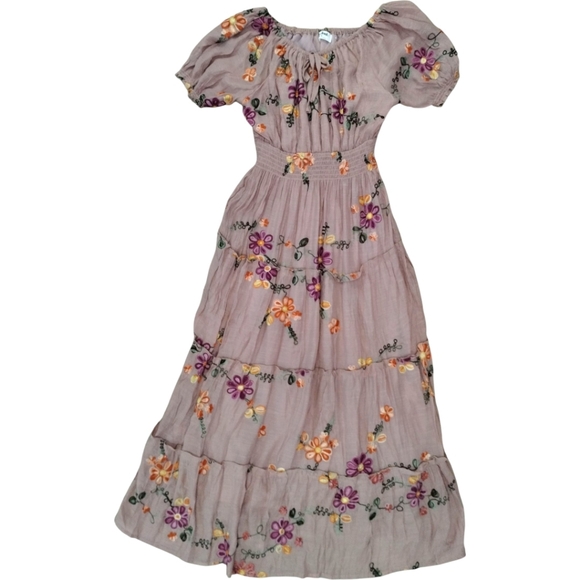 Anthropologie Kindred Plus Embroidered Flowers Maxi Dress - Picture 1 of 7